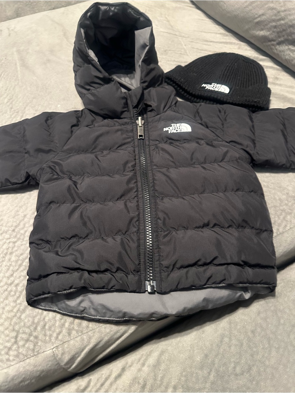 The North Face Kids Black Puffer Jacket with Logo